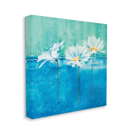 Stupell Industries Abstract Blue Color Pop White Daisy Floral Wall Art